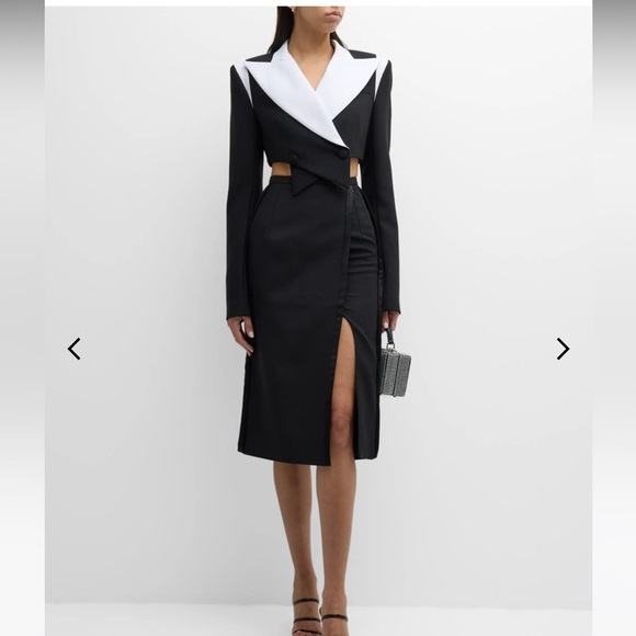 LaQuan Smith | Double Breasted Cropped Blazer With Contrast Detail in Black XS - Picture 2 of 12